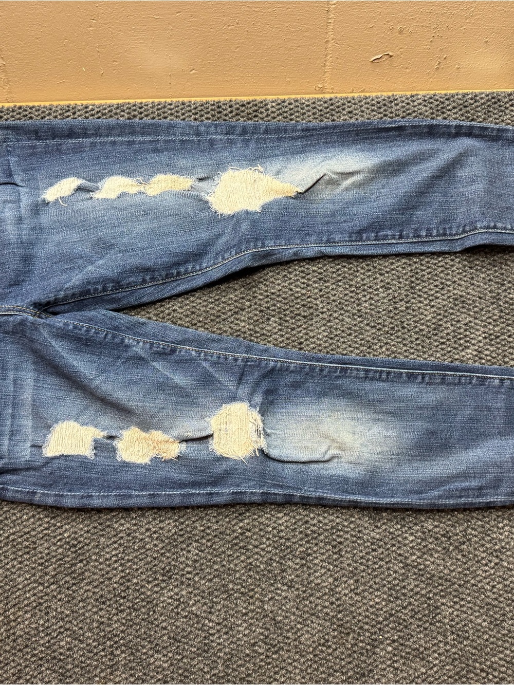 7 For All Mankind Distressed Light Blue Skinny Jeans
